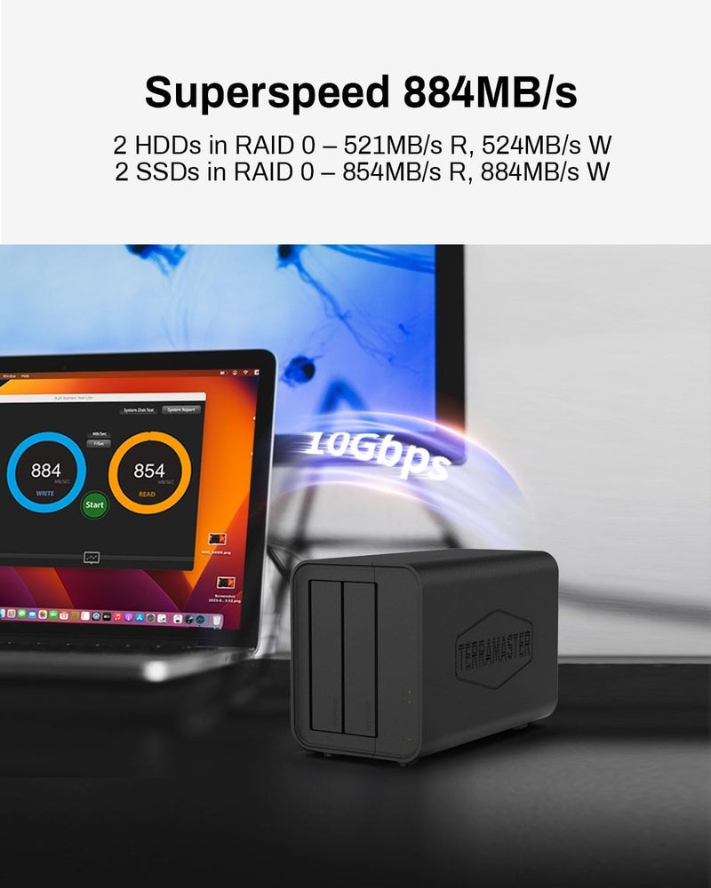 TERRAMASTER D2-320 USB RAID Enclosure - USB 3.2 Gen 2 10Gbps Type C 2Bay Direct Attached Storage Supports RAID 0, 1, Single, JBOD (Diskless) - Image 4